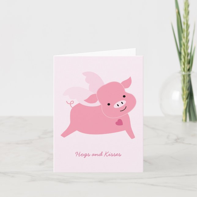 Hogs and Kisses Valentine's Day Card (Front)