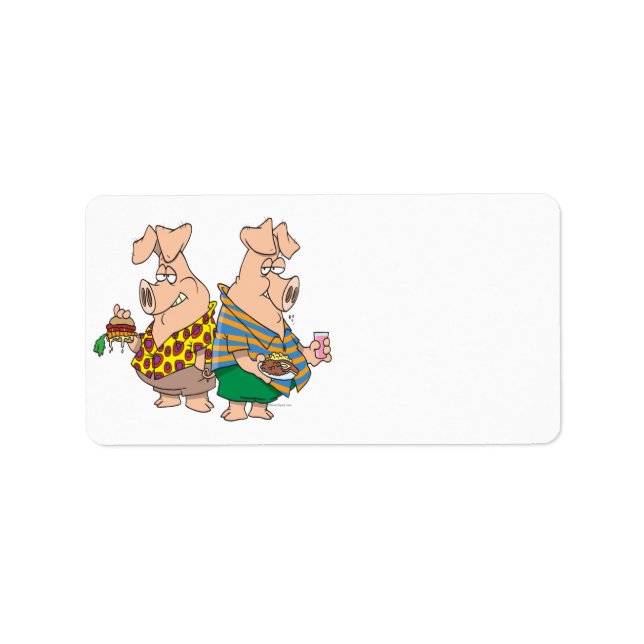 hogs pig out pigs funny cartoon label (Front)