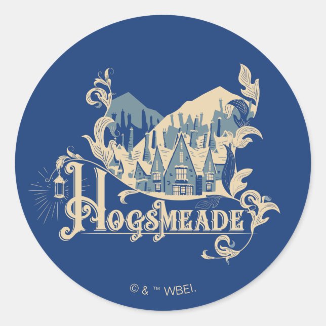 HOGSMEADE™ Vintage Village Graphic Classic Round Sticker (Front)
