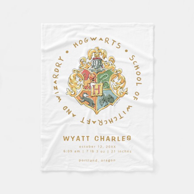 HOGWARTS™ Baby Birth Stats Fleece Blanket (Front)