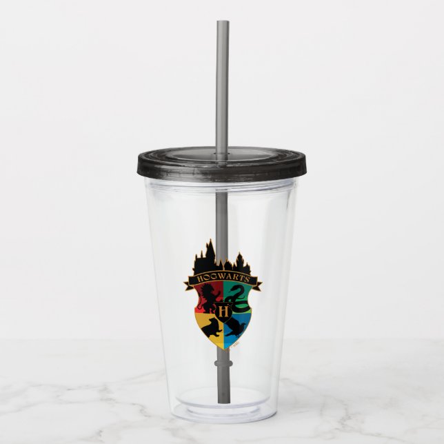 HOGWARTS™ Castle Crest House Pride Badge Acrylic Tumbler (Front)