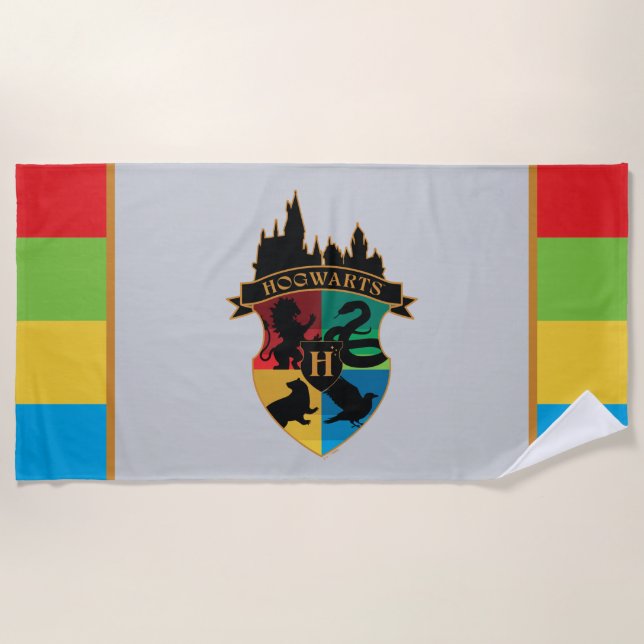 HOGWARTS™ Castle Crest House Pride Badge Beach Towel (Front)