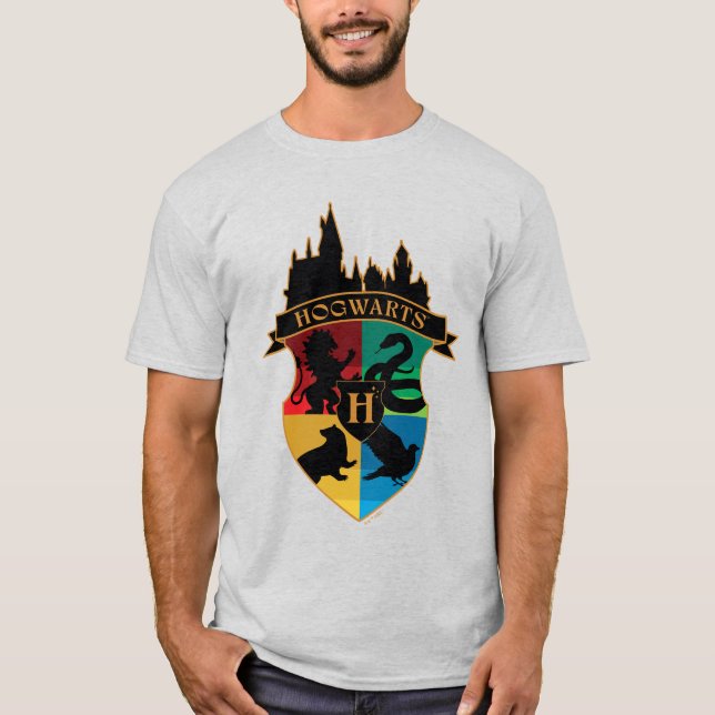 HOGWARTS™ Castle Crest House Pride Badge T-Shirt (Front)