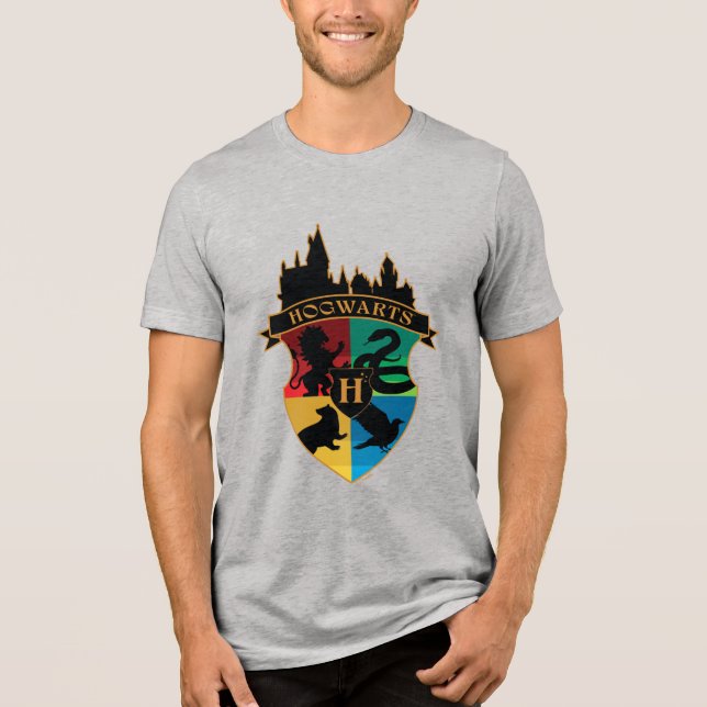 HOGWARTS™ Castle Crest House Pride Badge Tri-Blend Shirt (Front)