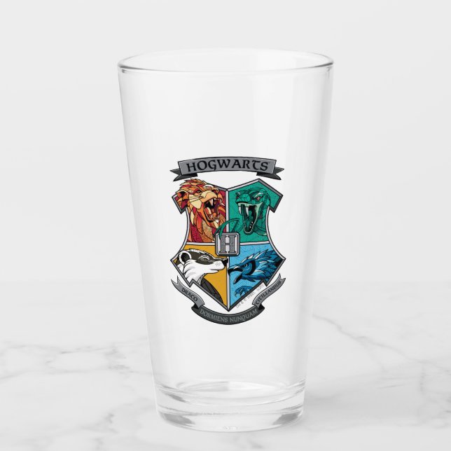 HOGWARTS™ Crosshatched Emblem Glass (Front)