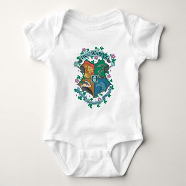 HOGWARTS™ Floral Crest Baby Bodysuit (Front)