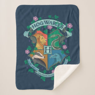 HOGWARTS™ Floral Crest Sherpa Blanket