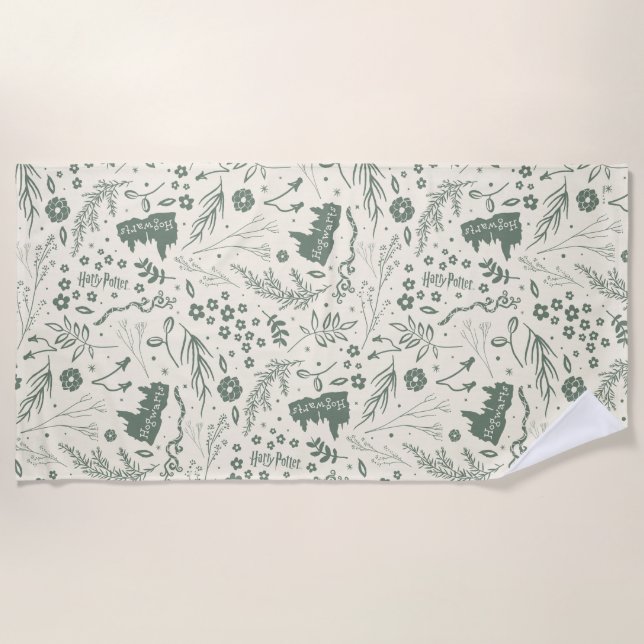 HOGWARTS™ Herbology Magic Pattern Beach Towel (Front)