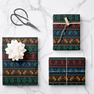 HOGWARTS™ House Animals Cross-Stitch Pattern Wrapping Paper Sheet