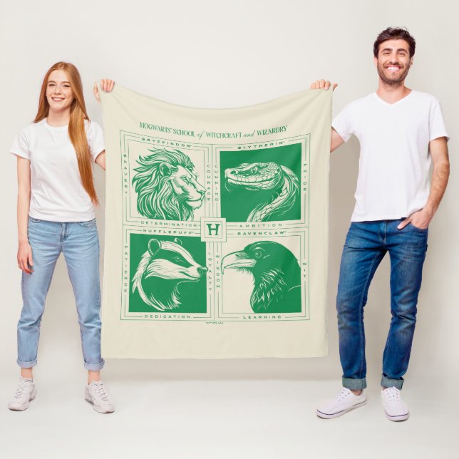 HOGWARTS™ House Animals Grid Fleece Blanket (In Situ)