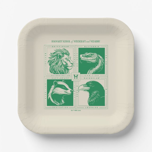 HOGWARTS™ House Animals Grid Paper Plate (Front)