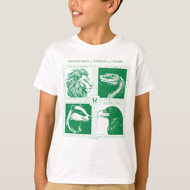 HOGWARTS™ House Animals Grid T-Shirt (Front)