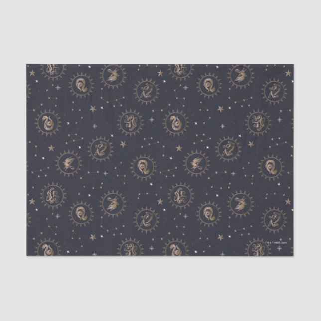 Hogwarts House Crests Constellation Pattern Tissue Paper (Front)