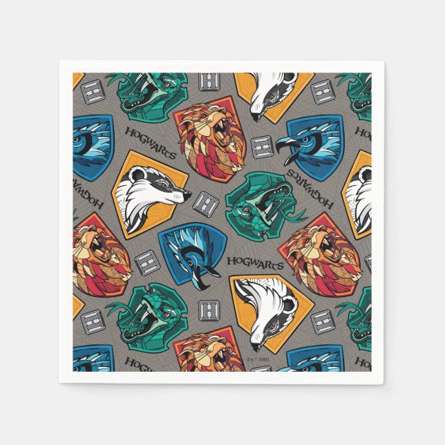 HOGWARTS™ Houses Crosshatched Pattern Napkin (Front)