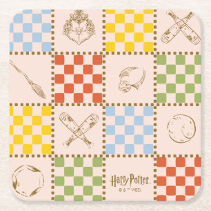 HOGWARTS™ QUIDDITCH™ Team Chequered Pattern Square Paper Coaster