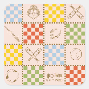 HOGWARTS™ QUIDDITCH™ Team Chequered Pattern Square Sticker