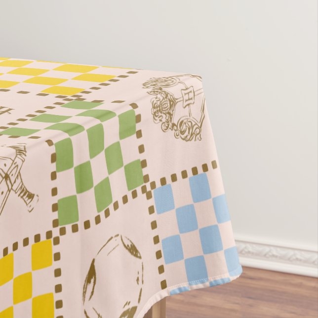 HOGWARTS™ QUIDDITCH™ Team Chequered Pattern Tablecloth (In Situ)