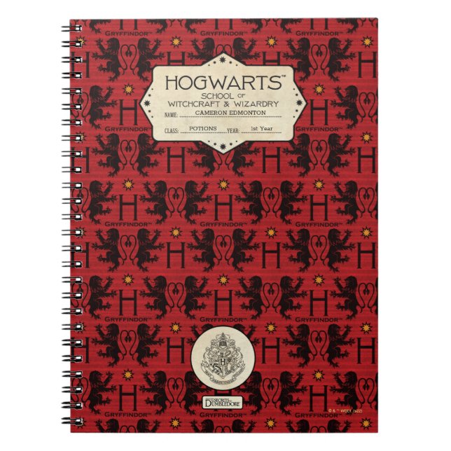 HOGWARTS™ School GRYFFINDOR™ Class Notebook (Front)