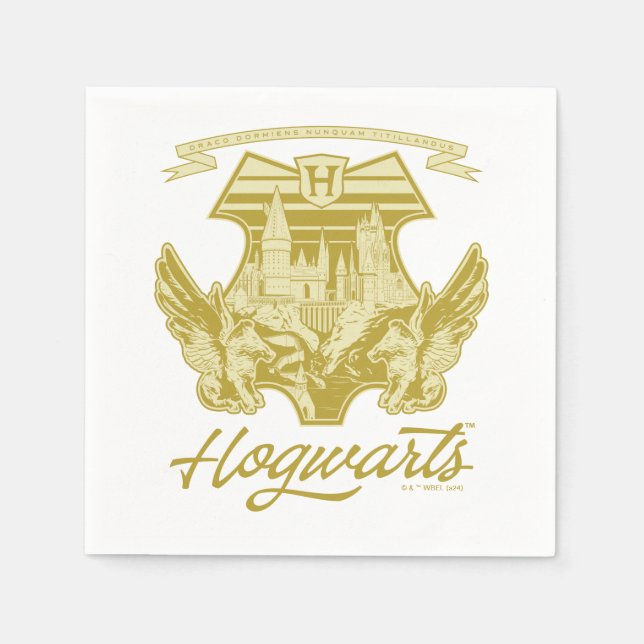 HOGWARTS™ Winged Shield Graphic Napkin (Front)