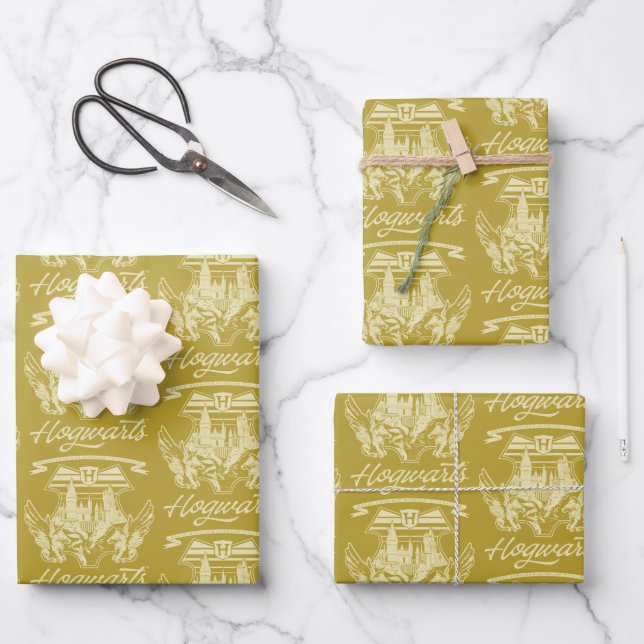 HOGWARTS™ Winged Shield Graphic Wrapping Paper Sheet (Front)