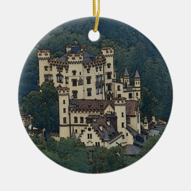 Hohenschwangau Castle Ceramic Tree Decoration (Front)