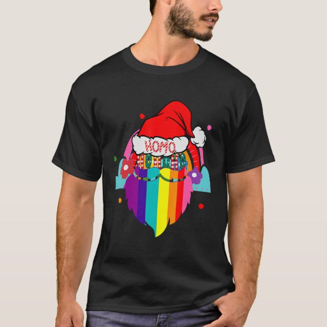 Hoho Homo Gay Christmas Santa Hat Birthday  Gay Sa T-Shirt (Front)