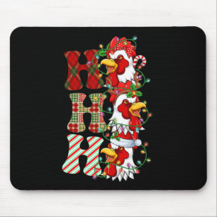 Hohoho Chickens Santa Hat Reindeer Merry Christmas Mouse Pad