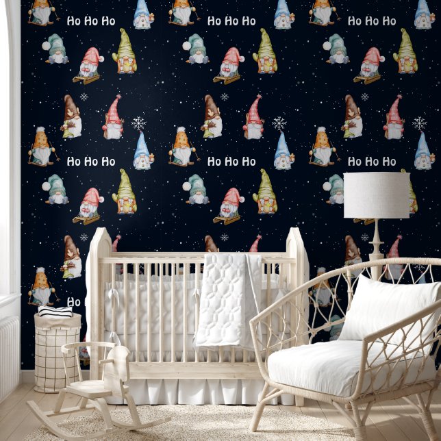 Hohoho Christmas Gnomies Holiday Kids Room Wallpaper (Kids)