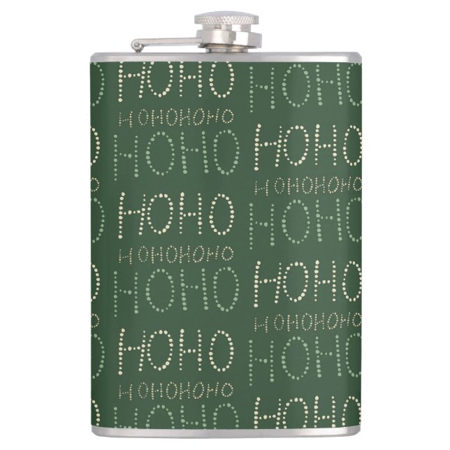 Hohoho Christmas sage green  Wrapping Paper Hip Flask (Front)