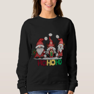 HoHoHo Christmas Three Red Gnomes Santa Claus Hall Sweatshirt