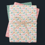 Hohoho cute fun colourful Christmas Wrapping Paper Sheet<br><div class="desc">Fa la la and ho ho ho! This cute and colourful Christmas wrapping paper trio is a fun and festive way to wrap your gifts. Find matching tags,  stickers,  stationery and more in the collection!</div>