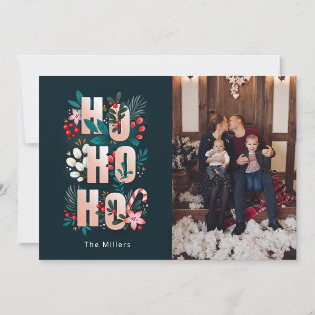 HoHoHo Floral Holiday Card (Front)
