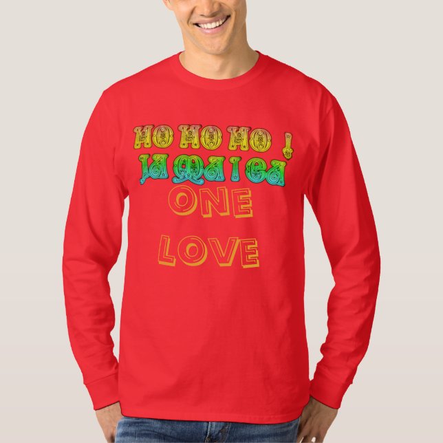 HoHoHo Jamaica One love Merry Christmas Colours T-Shirt (Front)