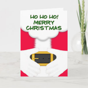 HoHoHo Merry Christmas! Santa with hands on belly! Holiday Card