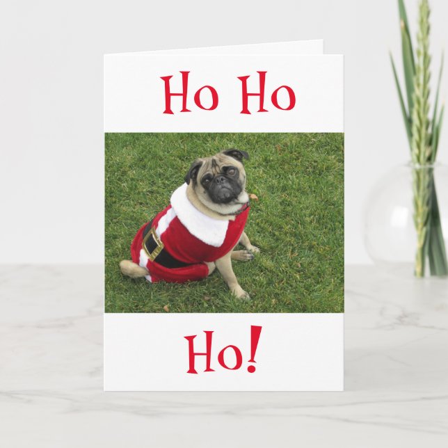 HoHoHo Pug Christmas Card (Front)