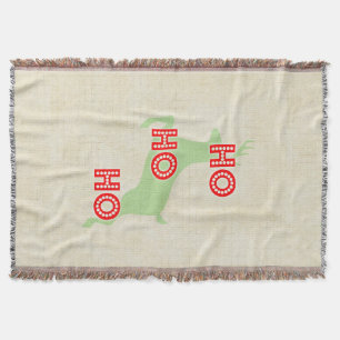 hohoho red green vintage christmas reindeer throw blanket