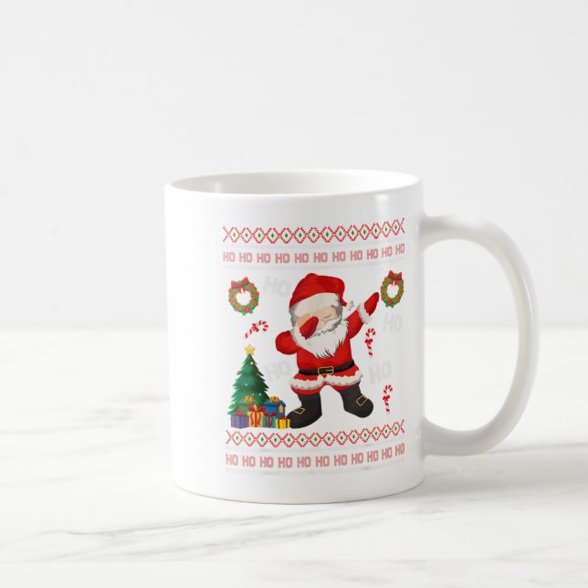 Hohoho Santa Claus Dabbing Ugly Christmas Sweater  Coffee Mug (Right)