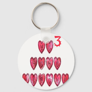 Hohoho! Santa cool hearts text Christmas love desi Key Ring