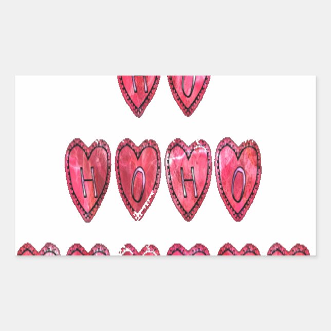 Hohoho! Santa cool hearts text Christmas love desi Rectangular Sticker (Front)