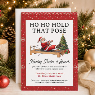 HoHoHold That Pose Funny Christmas Pilates Brunch Invitation