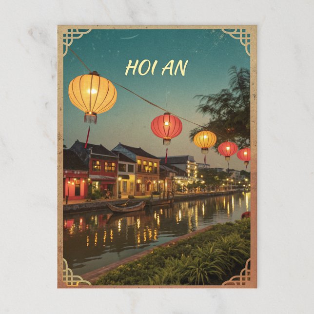 Hoi An Lantern Town in Golden Retro Tone Postcard (Creator Uploaded)