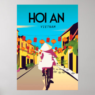 HOi An Town Vietnam travel poster Bicycle