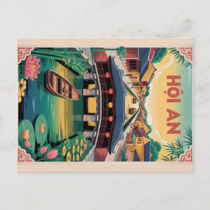 Hoi An Vietnam Retro Travel Poster Art Holiday Postcard