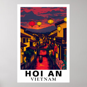 Hoi An Vietnam Vintage Travel Lanterns Poster