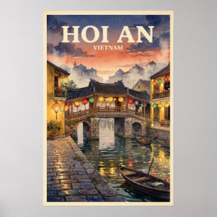 Hoi An Vietnam Vintage Travel Poster
