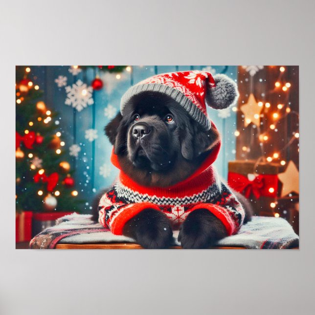 Hoiday Newfie Puppy Poster (Front)