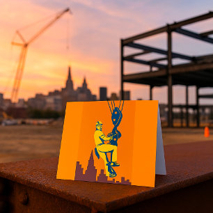 Hoisted Construction Worker Thank You Card