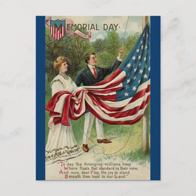 Hoisting the Flag on Memorial Day Postcard (Front)