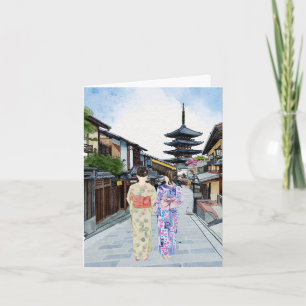 Hōkan-Ji Temple Kyoto Japan Watercolor Card
