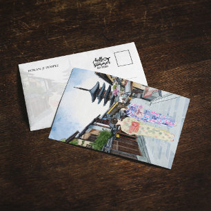 Hōkan-Ji Temple Kyoto Japan Watercolor Postcard